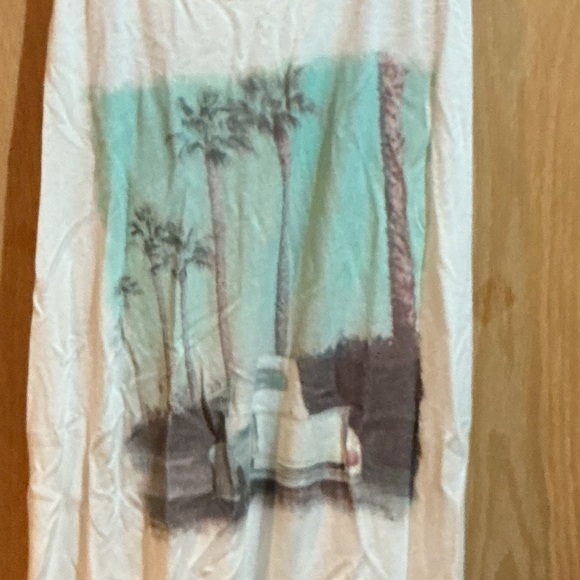 White Racerback Tank Top with Palm Tree Design - Picture 3 of 3